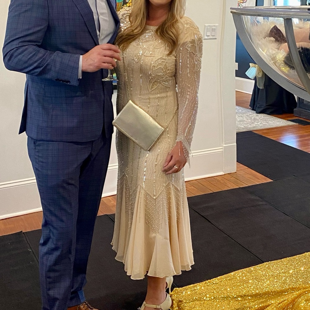 Vintage Tan & Rose Flapper/Costume Dress